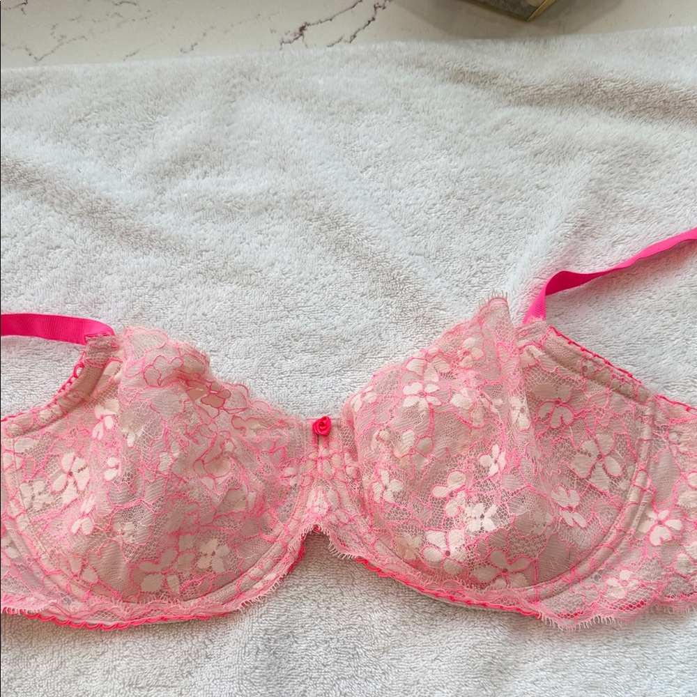 Victoria's Secret Neon Pink Lace Bra